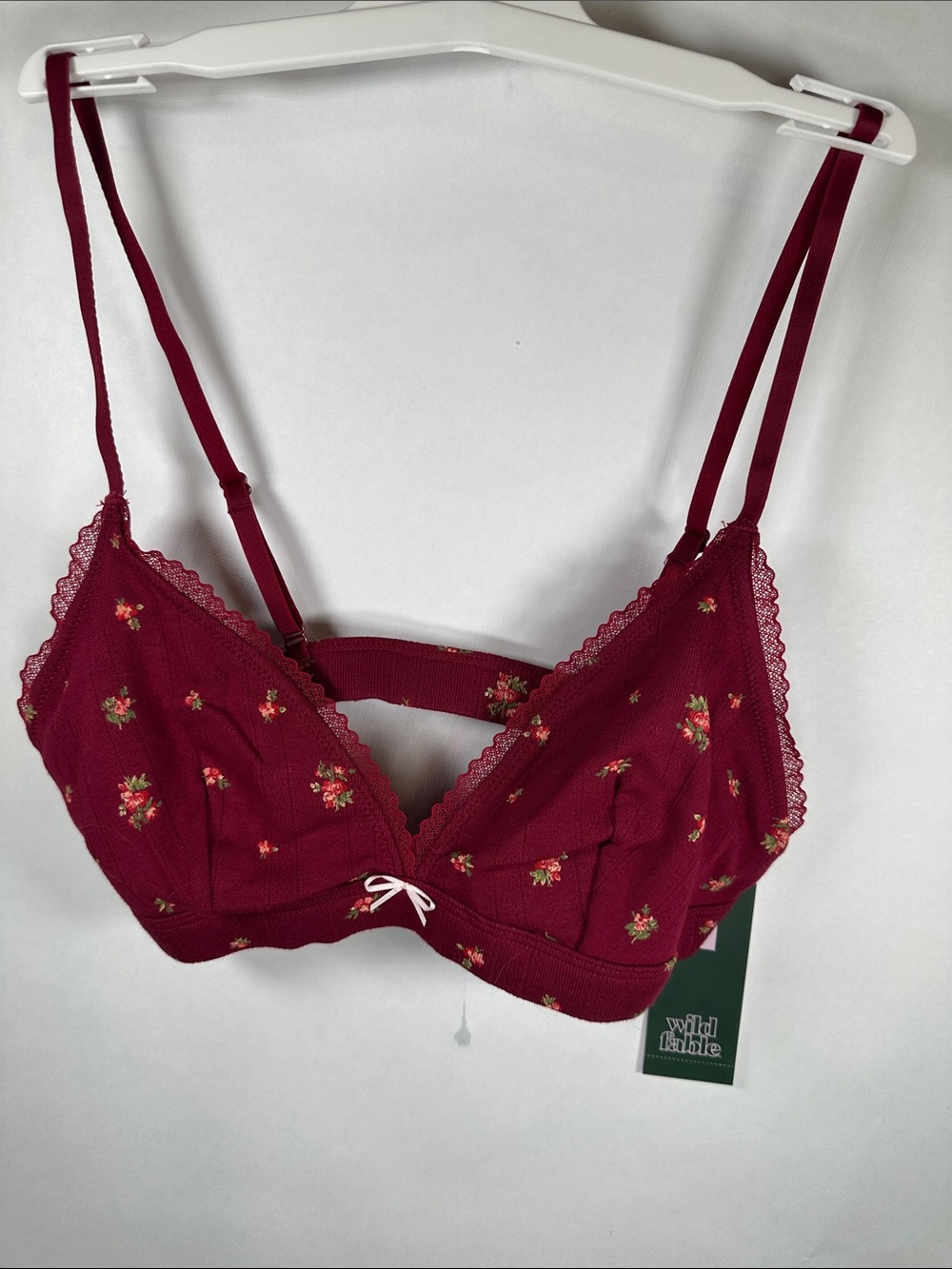 wild fable burgundy floral lace bralette with bow